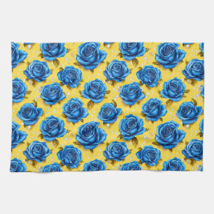 Linge De Cuisine Roses Bleues Romantiques Fleur Moderne