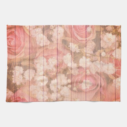 Linge De Cuisine Roses chics de pays rose (Horizontal)
