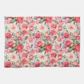 Linge De Cuisine Roses d'aquarelle rose romantique (Horizontal)