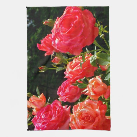 Linge De Cuisine Roses de corail romantique (Vertical)