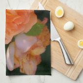 Linge De Cuisine Roses de pays pêche (Quart Plié)