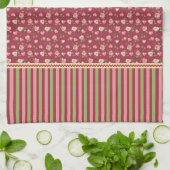 Linge De Cuisine Roses et coeurs roses (Plié)