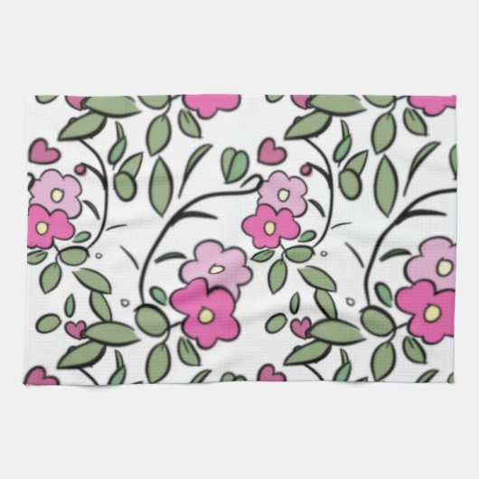Linge De Cuisine Roses Floraux (Horizontal)