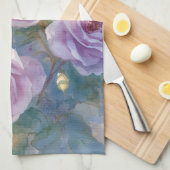 Linge De Cuisine Roses Lilas Fleurs Impressionnistes (Quart Plié)
