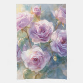 Linge De Cuisine Roses Lilas Fleurs Impressionnistes (Vertical)