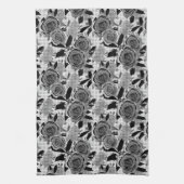 Linge De Cuisine Roses noirs, rose, noirs et gris (Vertical)