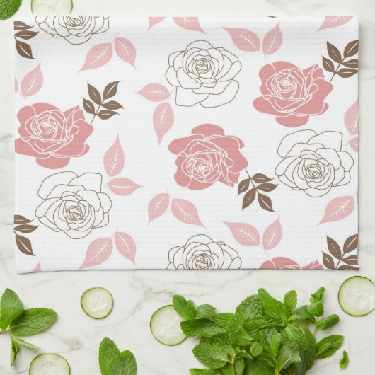 Linge De Cuisine Roses roses (Plié)