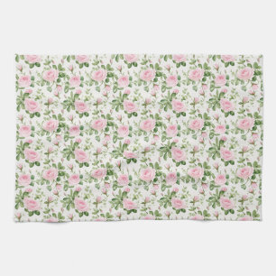 Linge De Cuisine Roses roses et Feuilles verts en toute transparenc
