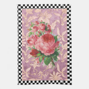 Linge De Cuisine Roses roses roses vintages Arlequin
