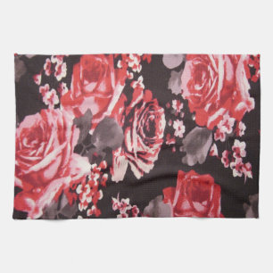 LINGE DE CUISINE ROSES ROUGES