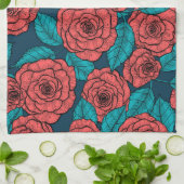 Linge De Cuisine Roses rouges (Plié)