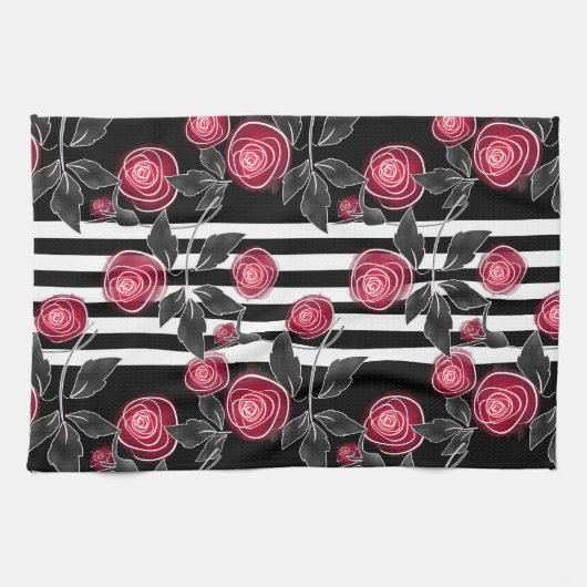 Linge De Cuisine Roses rouges (Horizontal)