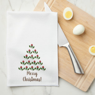 Linge De Cuisine Roses rouges, Arbre de Noël Holly customisé