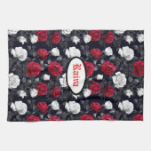 Linge De Cuisine Roses rouges de goth noir et blanc (Horizontal)