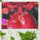 Linge De Cuisine Roses rouges Iridescente "Bonne Saint Valentin" Im (Plié)