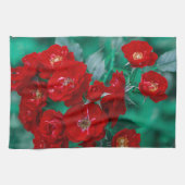 Linge De Cuisine Roses rouges Pale Green Feuilles (Horizontal)