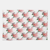 Linge De Cuisine Roses rouges roses Modèles floraux Aquarelle Art (Horizontal)