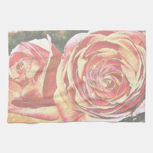 Linge De Cuisine Roses thé du jardin (Horizontal)