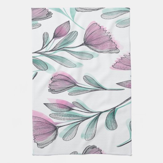 Linge De Cuisine Roses violets (Vertical)