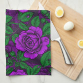 Linge De Cuisine Roses violets (Quart Plié)