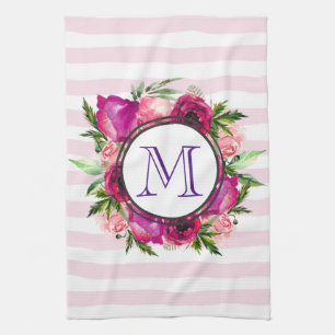 Linge De Cuisine Rosier rose et bouquet floral de crapaud