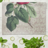 Linge De Cuisine Ross rouge vintage avec Damask (Plié)