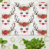 Linge De Cuisine Rosy Cheeks Gold Eyes Floral Reindeer Holiday (Plié)