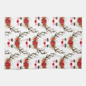 Linge De Cuisine Rosy Cheeks Gold Eyes Floral Reindeer Holiday (Horizontal)