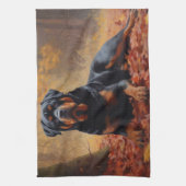 Linge De Cuisine Rottweiler dans les feuilles d'automne automne aut (Vertical)