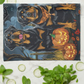 Linge De Cuisine Rottweiler Halloween Effrayant (Plié)
