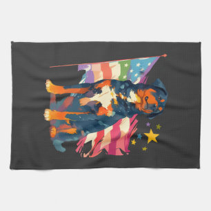 Linge De Cuisine Rottweiler patriotique avec art du drapeau américa