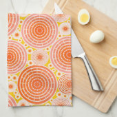 Linge De Cuisine Roues imbriquées - orange et or (Quart Plié)