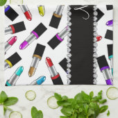 Linge De Cuisine Rouge à lèvres blanc nommé personnalisé (Plié)