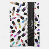 Linge De Cuisine Rouge à lèvres blanc nommé personnalisé (Vertical)