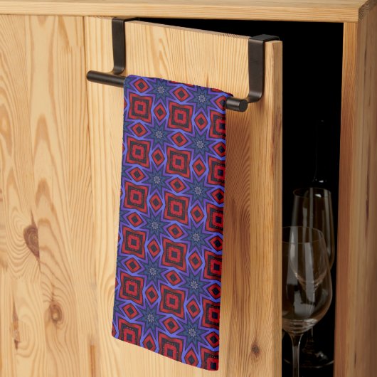 Linge De Cuisine Rouge avec des étoiles bleues (Pliage en tiers)