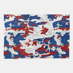 Linge De Cuisine Rouge, Blanc & Bleu Camo 4 Juillet Paillettes