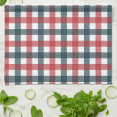Linge De Cuisine Rouge blanc et bleu plaid (Plié)