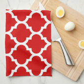 Linge De Cuisine Rouge Blanc Marocain Quatrefoil Motif #5 (Quart Plié)