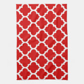 Linge De Cuisine Rouge Blanc Marocain Quatrefoil Motif #5 (Vertical)