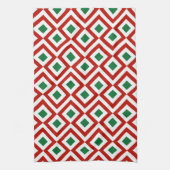 Linge De Cuisine Rouge, blanc, vert méandre (Vertical)