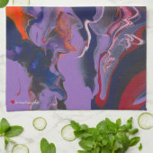 Linge De Cuisine Rouge blanc violet bleu orange Abstrait (Plié)