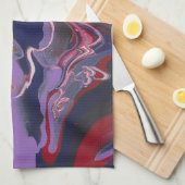 Linge De Cuisine Rouge blanc violet bleu orange Abstrait (Quart Plié)