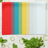 Linge De Cuisine Rouge Bleu Jaune Blanc Gris Abstrait Motif unique (Plié)