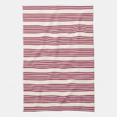 Linge De Cuisine Rouge bordeaux et beige cinq rayures motif (Vertical)