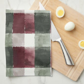 Linge De Cuisine Rouge Bourgogne Crème verte Blanc Plaid (Quart Plié)