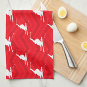 Linge De Cuisine Rouge écarlate, Blanc, Chevron, Ski De Neige (Quart Plié)