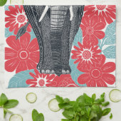 Linge De Cuisine rouge éléphant folksy (Plié)