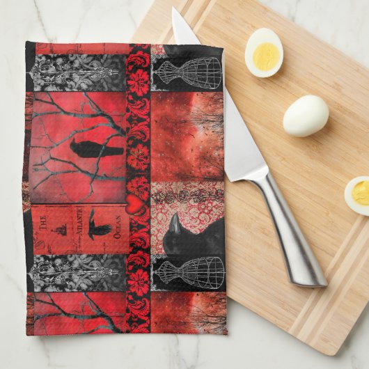 Linge De Cuisine Rouge et blanc (Quart Plié)