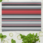 Linge De Cuisine Rouge et gris rayé  (Plié)