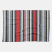 Linge De Cuisine Rouge et gris rayé  (Horizontal)